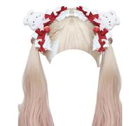 Diademas for el pelo de mujer, horquillas bonitas de conejo, pasador de conejito, 2 uds., tocados de lazo, accesorios for el cabello de Lolita for fiesta(White Red)