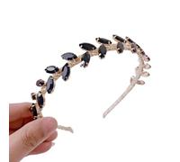 Diademas for mujer, accesorios for el cabello, diadema de hojas de cristal de red de alto sentido, horquilla for banquete salvaje for mujer, diadema francesa con diamantes de imitación, champán