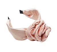 Diademas for mujer, diadema de satén con decoración floral, diadema for el cabello, duradera, suave, color negro(Pink)