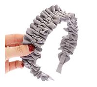 Diademas for mujer, diadema, diadema con perlas sintéticas, color liso, plisada, anticaída, aro for el pelo, broche for el pelo, accesorios for el pelo for uso diario, diadema ancha(Gray 2)