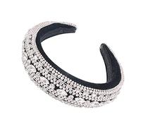 Diademas for mujer, pinzas for el cabello, diadema de aro for el cabello con diamantes de imitación multicolores y rubí sintético for mujer de estilo vintage, diadema ancha(Silver)