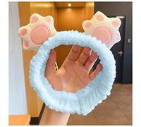 Diademas Franela de dibujos animados gato garra banda pelo lindo cara lavado pelo girl banda de pelo diadema súper germinación adornos de pelo Diadema Mujer(Light blue)
