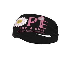 Diademas Hope for A Cure Concientización sobre el cáncer uterino Banda para el sudor de flores para mujeres Hombres-Bandas de yoga para deportes Fitness-98