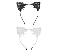 Diademas Lindas Con Orejas De Gato De 2 Piezas, Tocado De Encaje, Disfraces De Personajes De Fiesta, Accesorios Para El Cabello Para Niñas, Diademas Portátiles.