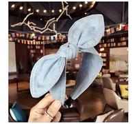 Diademas Moda Accesorios for el cabello Mujeres Denim Bow Headbands Side Conejo Orejas Anudadas Hairband Wild Girl Lindo Cara Lavado Pelo Hoop Headwear Diadema Mujer(Light cowboy)