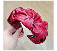 Diademas Moda Mujeres Accesorios for el cabello Lado ancho Plisado Pedido Pedido Artificial Diadema Casual Hairbanda Sólido Adulto Headwear Diadema Mujer(Red hairband)