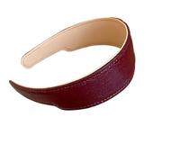 Diademas Mujer Headband Solid Color Cream PU Women Hairband Anti-Slip Trapezoidal Non-slip Hair Hoop For Adults(Classic Leather 2)