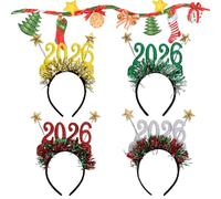 Diademas Navideñas,Juego de 4 Tocados 2026 | Diademas Para Fiestas De Vacaciones Y Año Nuevo | Para Accesorios de Fotos, Vestuario, Cosplay, Fiestas, Halloween, Invierno, Mujeres, Niños, Adultos