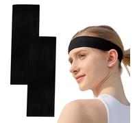 Diademas Negras Anchas para Mujeres Hombres, VLYX 2Pcs Diademas de Moda para Mujeres, Diademas de Tejido Suave y Elástico para Maquillaje, Yoga, Correr (Negro)