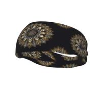 Diademas negras vintage con diseño de mandala para mujer, antideslizantes, para deportes, para el cabello, que absorben el sudor. Diademas elásticas y suaves para correr y viajar. Accesorios de moda p