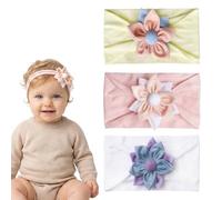 Diademas para bebé niña, 3 piezas, diademas florales, diademas elásticas, accesorios suaves para el cabello hechos a mano para recién nacidas, niñas pequeñas y bebés