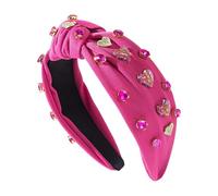 Diademas para el con corazón de amor, diadema anudada con pedrería - Bandas anchas con pedrería y corazón de amor,Elegantes decoraciones para disfraces de fiesta navideña, accesorio para aros