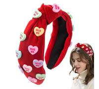 Diademas para el pelo adornadas, diadema de San Valentín para mujer, Diadema anudada de moda para lavar la cara, Tocados de maquillaje, decoraciones de temporada de corazón de amor para citas, c