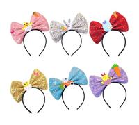 Diademas para el pelo de conejo de Pascua - 6 bonitos lazos de huevo de pollito, diadema de dibujos animados para mujeres y niñas, regalo para primavera, cumpleaños