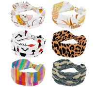 Diademas para mujer, 6 piezas, diseño de piña, limón, kiwi, kiwi, banda elástica para el pelo, diadema de entrenamiento de yoga, envoltura suave para el cabello, turbante de moda