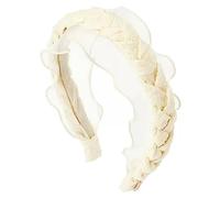 Diademas para Mujer Accesorios for el cabello tejidos de encaje neto Bandas for el cabello simples(Beige)