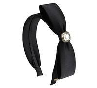 Diademas para Mujer Banda for el cabello con lazo de perlas vintage, tocado diario, cabello de boda(Schwarz)