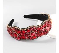 Diademas para Mujer Banda for el cabello de borde ancho Diadema Cabello completo diamante Gorros antideslizantes.(Rouge)