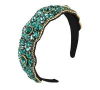Diademas para Mujer Banda for el cabello de borde ancho Diadema Cabello completo diamante Gorros antideslizantes.(Verde)
