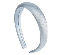 Diademas para Mujer Bandas for el cabello simples de color sólido Cabello prensado lateral ancho brillante(Azul)