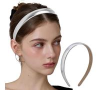 Diademas para Mujer de Satén, Diadema Finas Niña para el Pelo Moderna, Antideslizante Cinta Pelo Niña Gomas para el Cabello Accesorios de Pelo para Peinado, Tocado Fiesta (Plata)