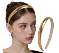 Diademas para Mujer de Satén, Diadema Finas Niña para el Pelo Moderna, Antideslizante Cinta Pelo Niña Gomas para el Cabello Accesorios de Pelo para Peinado, Tocado Fiesta (Oro)