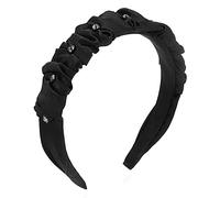 Diademas para mujer, diadema ancha de perlas vintage, para fiestas, bodas, accesorios para el cabello (color negro 2)