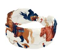 Diademas para mujer, diadema cruzada trenzada, bandas suaves para el sudor, retro, caballos salvajes occidentales, vaqueros, hombres, diadema elástica ancha, accesorio para el cabello