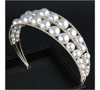 Diademas para Mujer Diadema de boda con diamantes de imitación y perlas de tamaño dulce(B)