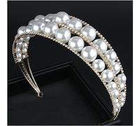 Diademas para Mujer Diadema de boda con diamantes imitación y perlas tamaño dulce Gorros antideslizantes.(B)