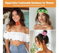 Diademas para mujer, diademas bohemias de flores, envoltura floral con cordón de corbata, bandanas hippie, 3 unidades, bandas de pelo de punto