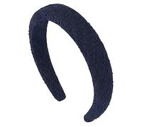 Diademas para Mujer Músculo plisado Art Hair Bands Court Retro Diadema Cabello(Navy)