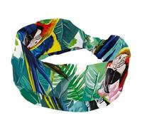 Diademas para mujeres y niñas, cuatro loros de respiro, banda ancha suave, elástica anudada, diadema deportiva de moda para entrenamiento, yoga, gimnasio, correr