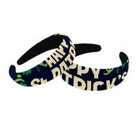 Diademas para mujeres y niñas, paquete de 2 diademas acolchadas Happy St Patrick Lucky Green Clover Fashion Thick Wide Hair Band Hoops Velvet Hair Hoops Hair Hoops Hair Accessories