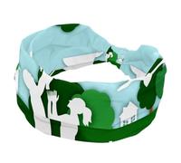 Diademas para mujeres y niñas, una familia feliz de tres en el parque, color verde, suave y ancha, elástica anudada, diadema deportiva de moda para entrenamiento, yoga, gimnasio, correr