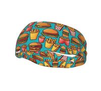 Diademas personalizadas únicas para hombres y mujeres, elegantes bandas de sudor para correr, entrenar y hacer deporte, absorben la humedad y son elásticas, patrón de hamburguesas