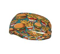 Diademas personalizadas únicas para hombres y mujeres, elegantes bandas de sudor para correr, entrenar y hacer deporte, absorben la humedad y son elásticas FastFoodPatternPlay