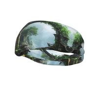 Diademas personalizadas únicas para hombres y mujeres, elegantes bandas para el sudor para correr, entrenar y hacer deporte, absorben la humedad y son elásticas, ruinas del bosque