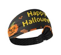 Diademas suaves antideslizantes de Halloween Pixel Pumpkin para mujer, bandas elásticas para el sudor para senderismo, maquillaje, lavado de cara