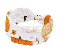 Diademas suaves para mujer, turbante ancho, para Acción de Gracias, cosecha, calabaza, hojas de arce, antideslizantes, bandas elásticas para el sudor, yoga, entrenamiento, bandana con nudos cruzados