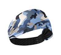 Diademas suaves y refrescantes de camuflaje azul para mujer, banda elástica para el sudor, para deportes atléticos, tenis, deportes, fútbol, accesorios para el cabello de mujer