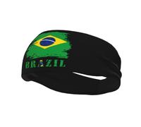 Diademas Vintage Brasil Bandera Brasileña Banda para el Sudor para Mujeres Hombres-Yoga Banda para el Sudor Bandas elásticas Anchas para el Cabello para Deportes Fitness, Negro