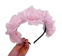 Diademas vintage de encaje floral de malla para el pelo, accesorios para fotos dulces, accesorios para el cabello hechos a mano, accesorios para el cabello para mujeres, diademas de encaje hechas a