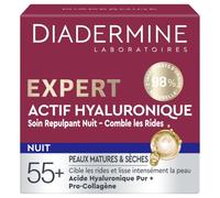 Diadermine - Crema de noche Expert - Cuidado acolchado con ácido hialurónico - Se dirige a las arrugas - Amortigua la piel - Piel madura y seca - 98% ingredientes de origen natural - 50 ml