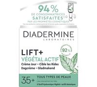 Diadermine - Lift + Plant Active - Crema facial de día - Cuidado reafirmante antiarrugas - Ácido hialurónico vegetal y principios activos botánicos - Rellena intensamente y suaviza las arrugas - Bote