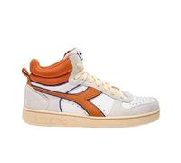 Diadora Magic Basket Demi Cut Suede Leather, Zapatillas de Gimnasio Unisex Adulto, Super White Persimmon Orange, 45.5 EU
