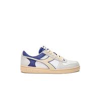 Diadora Magic Basket Low Suede Leather, Unisex Adulto, White/Blue Eyes, 40 EU, White Blue Eyes, 40 EU