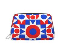 Diagonal Tri Shapes Print Chic Bolsa de maquillaje de viaje, bonita bolsa de cosméticos para mujer para bolso y uso sobre la marcha, Mosaico circular, One Size, Clásico
