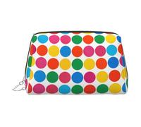 Diagonal Tri Shapes Print Chic Bolsa de maquillaje de viaje, bonita bolsa de cosméticos para mujer para bolso y uso sobre la marcha, Cuadrícula de puntos colorida, One Size, Clásico