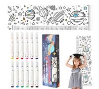 Diagrama de altura de crecimiento del baby roll-up-up Gráfico de crecimiento infantil, suministros de roll-up gobernante | Mida la tabla de altura con 12 bolígrafos de color para escuelas mate